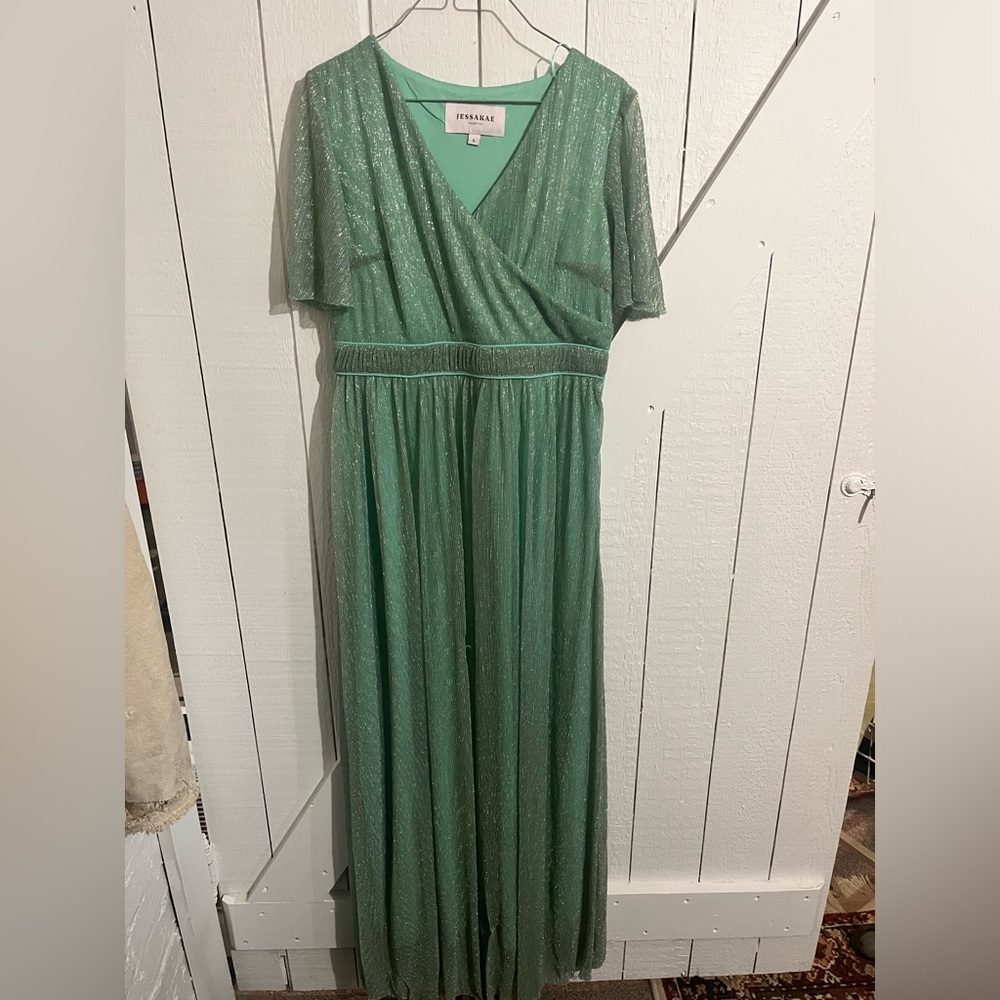 JessaKae Mint/Sage Green Sparkly Maxi Dress